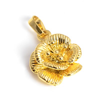24 -каратного золота Цвет позолоченный кулон, Латунь, Форма цветка, Позолоченные 24k, слоенная, не содержит никель, свинец, 15x24mm, отверстие:Приблизительно 2x4.5mm, 30ПК/Лот, продается Лот