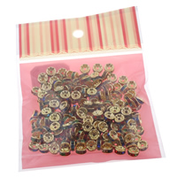 Iron Spacer Bead, with OPP Bag, Rondelle, gold color plated, with rhinestone, nickel, lead & cadmium free, 8x3mm, 100x170mm, Hole:Approx 1mm, 200PCs/Bag, Sold By Bag