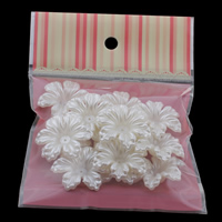 ABS Plastic Bead Cap, Flower, imitation pearl, white, 23x5mm, Hole:Approx 1mm, 15PCs/Bag, Sold By Bag