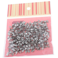 Iron Cord Tips, platinum color plated, nickel, lead & cadmium free, 4x7x4mm, 100x170mm, Hole:Approx 1mm, 500PCs/Bag, Sold By Bag