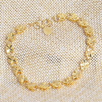 24 -каратного золота Цвет позолоченный браслет, Латунь, Позолоченные 24k, не содержит никель, свинец, 5mm, длина:Приблизительно 7.5 дюймовый, 20пряди/Лот, продается Лот