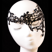 Gothic Augenmaske, Spitze, mit Satinband, Gotik, schwarz, 200x100mm, Länge ca. 23.6 ZollInch, 20PCs/Menge, verkauft von Menge