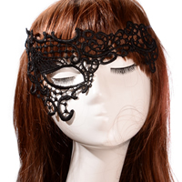 Gotiska Eye Mask, Lace, med Satin Ribbon, gotisk stil, svart, 200x100mm, Längd Ca 23.6 inch, 20PC/Lot, Säljs av Lot