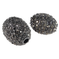 Zinc Alloy Large Hole Bead Oval plumbum black color plated & with rhinestone nickel lead & cadmium free Approx 3mm Sold By Lot