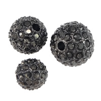 Rhinestone Tibetan Style Beads, Round, plumbum black color plated, different size for choice & with rhinestone, nickel, lead & cadmium free, 30PCs/Lot, Sold By Lot