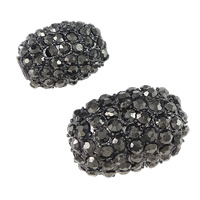 Rhinestone Tibetan Style Beads, Oval, plumbum black color plated, different size for choice & with rhinestone, nickel, lead & cadmium free, 20PCs/Lot, Sold By Lot