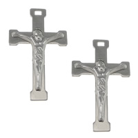Roestvrij staal Cross Hangers, Crucifix Cross, oorspronkelijke kleur, 18x30x3mm, Gat:Ca 2x1mm, 200pC's/Lot, Verkocht door Lot