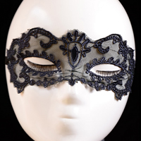 Eye Mask Gothic, pizzo, with Garza & nastro satin, stile gotico, nero, 200x100mm, Lunghezza Appross. 23.6 pollice, 20PC/lotto, Venduto da lotto