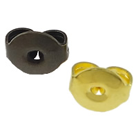 laiton Tension oreille Nut, Placage, plus de couleurs à choisir, protéger l'environnement, sans nickel, plomb et cadmium, 5x5x3mm, Trou:Environ 1mm, 1000PC/lot, Vendu par lot