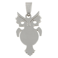 Stainless Steel Animal Pendants, Owl, original color, 18x32x1.50mm, Hole:Approx 3.5x8.5mm, 10PCs/Bag, Sold By Bag