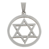 Stainless Steel Pendants, Star of David, Jewish  Jewelry, original color, 27x30x1.50mm, Hole:Approx 4x7mm, 10PCs/Bag, Sold By Bag