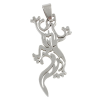 Stainless Steel Animal Pendants, Gecko, original color, 27x44x1.50mm, Hole:Approx 4x7mm, 10PCs/Bag, Sold By Bag