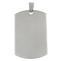 Stainless Steel Pendants, Rectangle, original color, 27x44x1.50mm, Hole:Approx 4x8mm, 10PCs/Bag, Sold By Bag