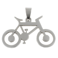 Edelstahl Schmuck Anhänger, Fahrrad, originale Farbe, 37x23x1.50mm, Bohrung:ca. 4x6mm, 10PCs/Tasche, verkauft von Tasche