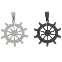 Stainless Steel Pendants Ship Wheel plated nautical pattern Approx Sold By Bag