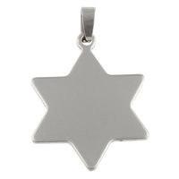 Stainless Steel Pendants, Star of David, Jewish  Jewelry, original color, 32x42x1.50mm, Hole:Approx 4x7mm, 10PCs/Bag, Sold By Bag