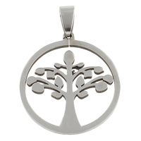 Tree Of Life Pendants, Stainless Steel, original color, 29x32x1.50mm, Hole:Approx 4x7mm, 10PCs/Bag, Sold By Bag