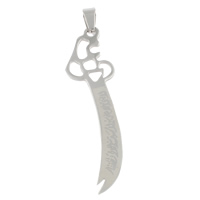 Stainless Steel Pendants, Sword, original color, 16x60x1mm, Hole:Approx 3.5x6mm, 10PCs/Bag, Sold By Bag