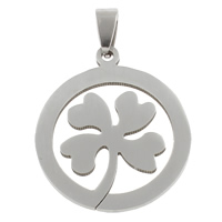 Stainless Steel Flower Pendant Four Leaf Clover original color Approx Sold By Bag
