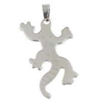 Stainless Steel Animal Pendants, Gecko, original color, 28x45x1.50mm, Hole:Approx 4x7mm, 10PCs/Bag, Sold By Bag