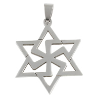Stainless Steel Pendants, Star of David, Jewish  Jewelry, original color, 31x38x1.50mm, Hole:Approx 4x7mm, 10PCs/Bag, Sold By Bag