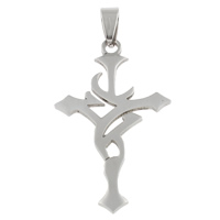 Stainless Steel Cross Pendants, original color, 27x44x1.50mm, Hole:Approx 4x7mm, 10PCs/Bag, Sold By Bag