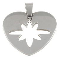 Stainless Steel Heart Pendants, original color, 29x27x1.50mm, Hole:Approx 4x5mm, 10PCs/Bag, Sold By Bag