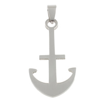 Stainless Steel Pendants, Anchor, nautical pattern, original color, 22x42x1.50mm, Hole:Approx 4x7mm, 10PCs/Bag, Sold By Bag