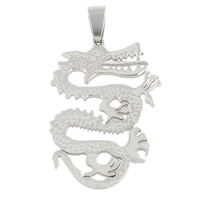 Stainless Steel Animal Pendants, Dragon, original color, 27x40x1.50mm, Hole:Approx 4x7mm, 10PCs/Bag, Sold By Bag