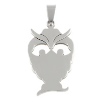 Stainless Steel Animal Pendants, Owl, original color, 21x37x1.50mm, Hole:Approx 4x7mm, 10PCs/Bag, Sold By Bag