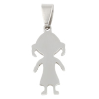 Stainless Steel Pendants, Girl, original color, 13x28x1.50mm, Hole:Approx 4x8mm, 10PCs/Bag, Sold By Bag