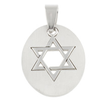 Stainless Steel Pendants, Star of David, Jewish  Jewelry, original color, 21x26x1.50mm, Hole:Approx 4x7mm, 10PCs/Bag, Sold By Bag
