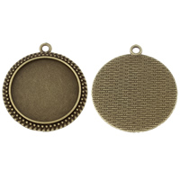 Tibetan Style Pendant Cabochon Setting, Flat Round, antique bronze color plated, nickel, lead & cadmium free, 38x43x3mm, Hole:Approx 3mm, Inner Diameter:Approx 30mm, 100PCs/Bag, Sold By Bag