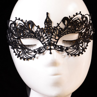 Gotiska Eye Mask, Lace, med Satin Ribbon, gotisk stil, svart, 200x100mm, Längd Ca 23.6 inch, 20PC/Lot, Säljs av Lot