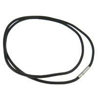 Cowhide Necklace Cord, stainless steel bayonet clasp, black, 2mm,3mm, Length:Approx 22 Inch, Approx 20Strands/Lot, Sold By Lot