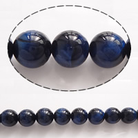 Tiger Eye Beads, Runde, forskellig størrelse for valg, blå, Grade AAAAA, Solgt af Lot