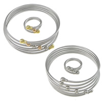 Fashion Stainless Steel Jewelry Sets bangle & finger ring plated multi-strand 2mm  2mm Inner Approx US Ring .5 Length Approx 7 Inch Sold By Lot