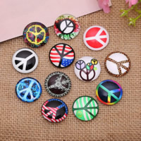 Glass Cabochons Flat Round peace logo design & time gem jewelry & mixed pattern & DIY & flat back & decal Sold By Lot