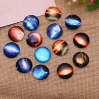 Glass Cabochons Flat Round starry design & time gem jewelry & mixed pattern & DIY & flat back & decal Sold By Lot