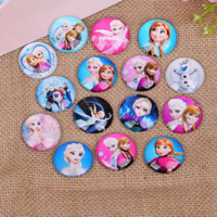 Glass Cabochons Flat Round character design & time gem jewelry & mixed pattern & DIY & flat back & decal Sold By Lot