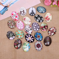 Glass Cabochons, Flat Oval, time gem jewelry & mixed pattern & DIY & different size for choice & flat back & decal, 500PCs/Lot, Sold By Lot