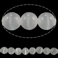 Perles de bijoux oeil de chat, Rond, normes différentes pour le choix, blanc, Vendu par lot
