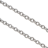 Rustfrit stål Oval Chain, Stainless Steel, oval kæde, oprindelige farve, 2x1.60x0.40mm, 100m/Lot, Solgt af Lot