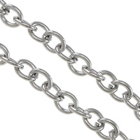 Rustfrit stål Oval Chain, Stainless Steel, oval kæde, oprindelige farve, 3x2.50x0.60mm, 100m/Lot, Solgt af Lot