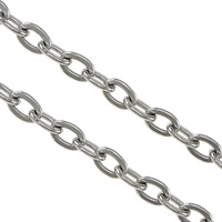 Stainless Steel Oval Chain, original color, 3x2.4x0.6mm, 100m/Lot, Sold By Lot
