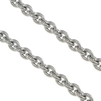 Rustfrit stål Oval Chain, Stainless Steel, oval kæde, oprindelige farve, 3.70x2.80x0.80mm, 100m/Lot, Solgt af Lot