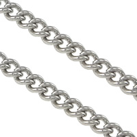 Nehrđajući čelik nakit lanac, twist ovalni lanac, izvorna boja, 3.80x2.80x0.80mm, 100m/Lot, Prodano By Lot