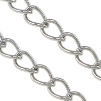 Nehrđajući čelik nakit lanac, twist ovalni lanac, izvorna boja, 6x4.50x1mm, 100m/Lot, Prodano By Lot