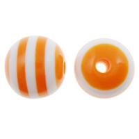 Perles de résine rayé, Rond, strie, orange, 10mm, Trou:Environ 2mm, 1000PC/sac, Vendu par sac