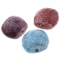 Perles en porcelaine émaillées, rectangle, vernissé, couleurs mélangées, 20-23mm, Trou:Environ 2.5mm, 100PC/sac, Vendu par sac